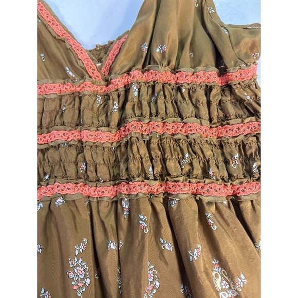 Free People Women's Boho Silk Dress Floral Size 8 Fits 6 - Picture 5 of 6
